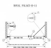 Душевая дверь Cezares Royal Palace ROYAL PALACE-A-B-11-100+90-CP-G 183х195, стекло прозрачное c матовым узором, профиль золото от Водопад  фото 2