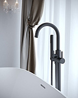 Смеситель для ванны с душем Timo Saona 2310/03Y-CR напольный, черный от Водопад  фото 3