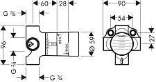 Уценка. Внутренняя часть вентиля Hansgrohe Quattro 15930180 латунь, УЦ-ЭНГ-000000352 от Водопад  фото 2