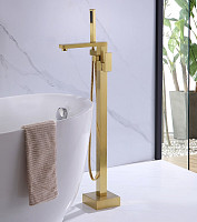Смеситель для ванны с душем Abber Daheim AF8215G напольный, золото матовое от Водопад  фото 2