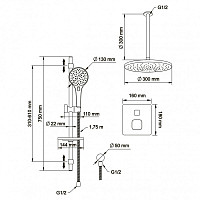 Душевая система Swedbe Platta 5557 встраиваемая, термостат, хром от Водопад  фото 2