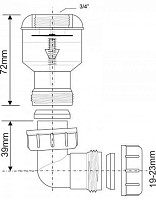 Обратный клапан Mc Alpine (подпружиненная мембрана) вертикальный 3/4"«мама»хДу=19-23мм с отводом на 90*, прозр от Водопад  фото 2