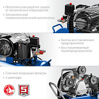 Компрессор ременной Зубр КПМ-530-100 380 В, 530 л/мин, 100 л, 3000 Вт от Водопад  фото 5