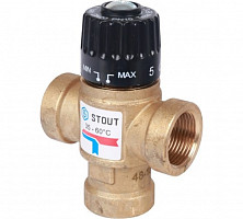 Клапан термостатический Stout SVM-0110-166020 смесительный для систем отопления и ГВС 3/4" ВР 35-60°С KV 1,6 м3/ч от Водопад  фото 1