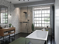Смеситель для ванны с душем Hansgrohe Metropol 32532340 напольный, шлифованный черный хром от Водопад  фото 2