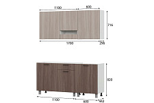 Кухонный гарнитур SV-мебель «Розалия» 1,7 м, без столешницы, ясень шимо светлый / ясень шимо тёмный от Водопад  фото 2