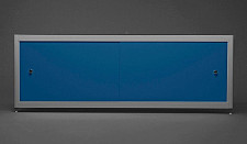 Экран под ванну A-Screen 2 дверцы, матовый голубой 900-1500 мм, высота до 650 мм, белый / серый / черный профиль от Водопад  фото 3