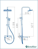 Душевая система Knotlor Stable KN-23/GM с верхним душем, графит от Водопад  фото 5