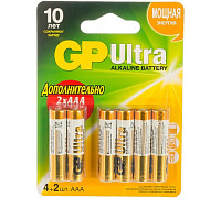 Алкалиновые батарейки GP Ultra Alkaline GP 24AU4/2-2CR6 Ultra 72/720 24А AАA - 4+2 шт. промо-блистер