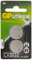 Литиевая дисковая батарейка GP Lithium GP CR2032-2CRU2 20/1200 2 шт. блистер