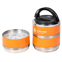 Термос ланч-бокс Airline ITT03 для еды с ручкой, 3 контейнера, 2,1 л, оранжевый/черный от Водопад  фото 3