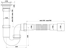 Сифон Ани-Пласт D0115 1.1/2"х40 прямоточный c гибкой трубой 40х40/50 от Водопад  фото 2